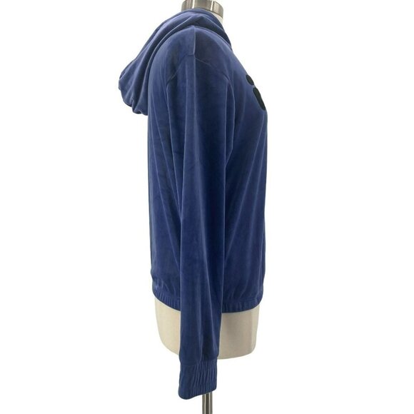 FILA Velour 1/4 Zip Blue Logo Hoodie Womens Medium - Picture 3 of 8